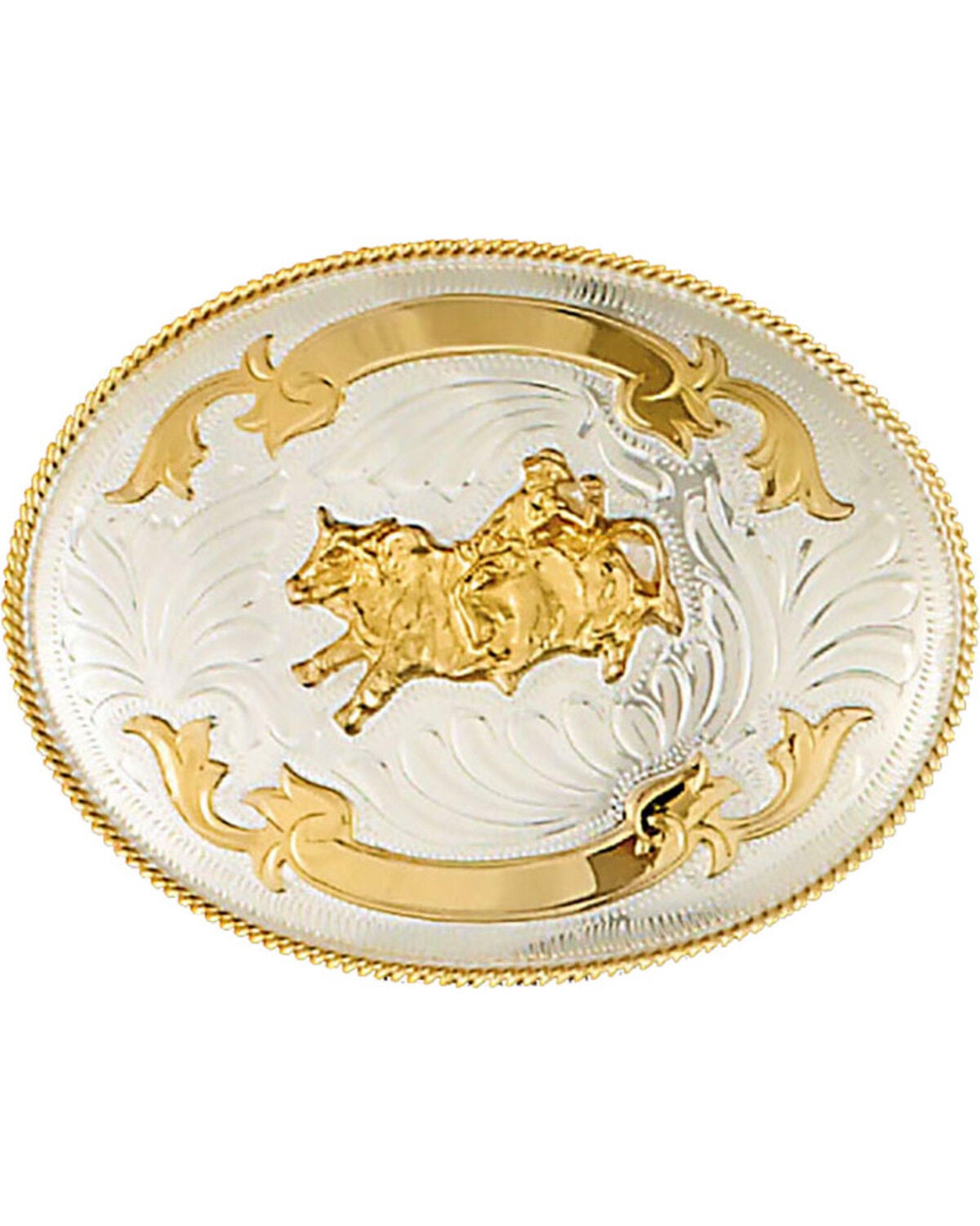 Western Express Men's Silver Bullrider Trophy Belt Buckle, Silver, hi-res