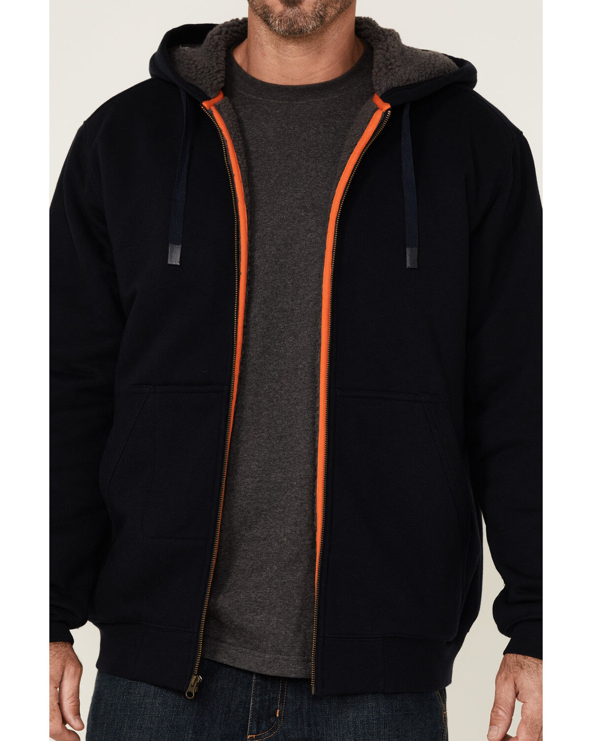 Image #3 - Hawx Men's Navy Sherpa Lined Zip-Front Hooded Work Jacket, , hi-res