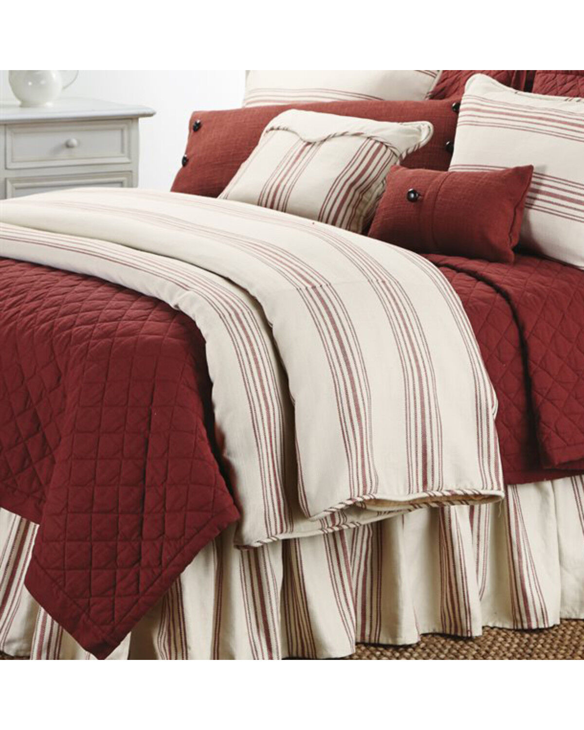 Image #1 - HiEnd Accents Prescott Striped Super Queen Duvet, Red, hi-res