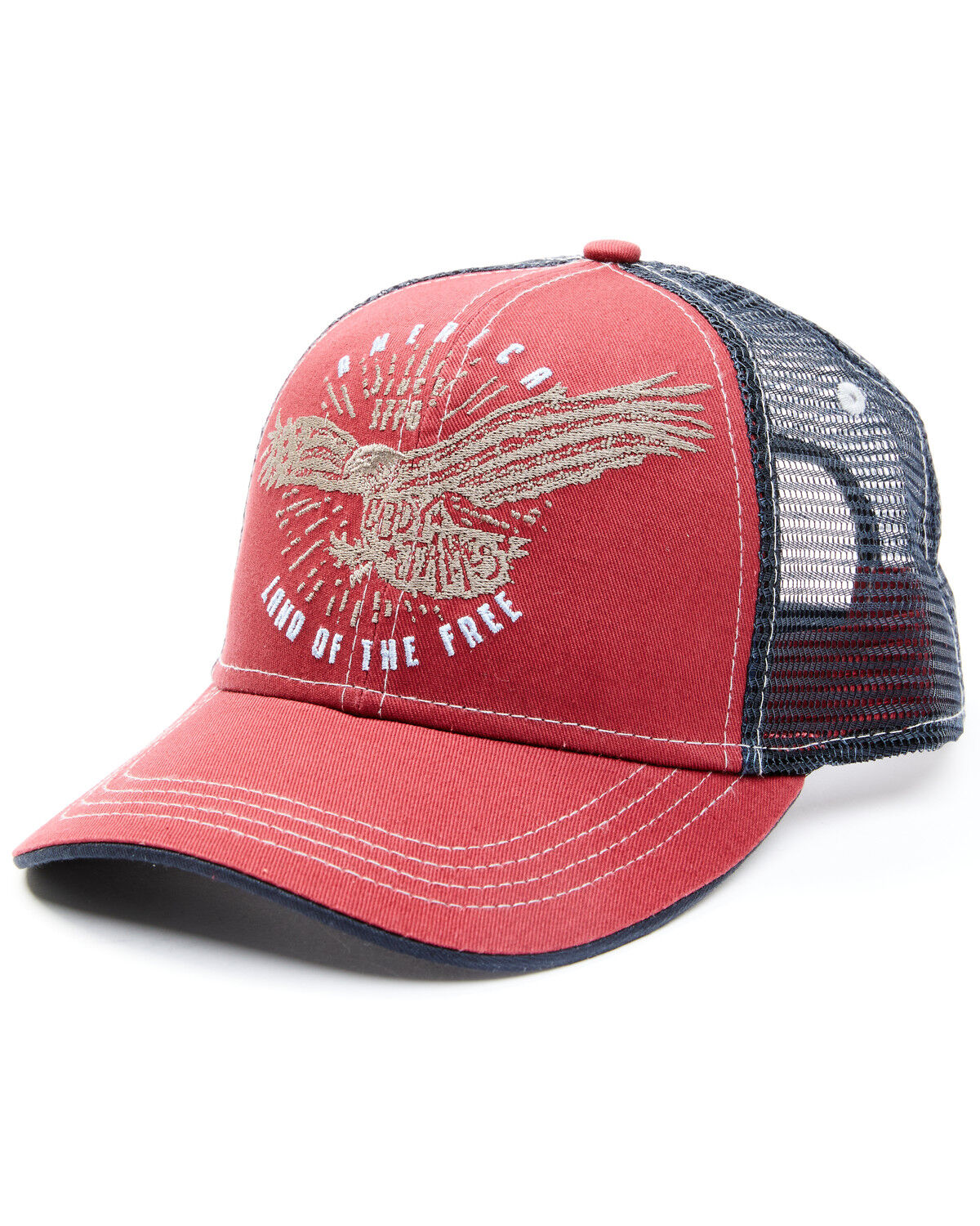 Image #1 - Cody James Men's Land Of The Free Embroidered Ball Cap, Red, hi-res