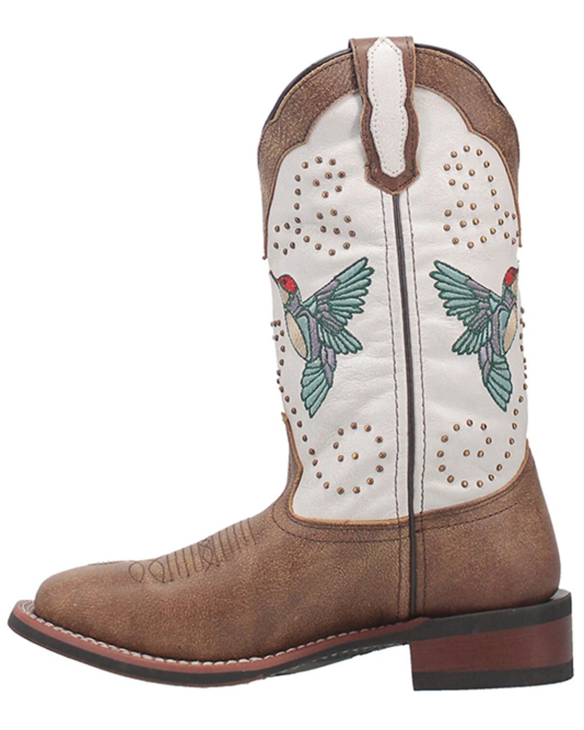 Image #3 - Laredo Women's 11" Hummingbird Embroidered Studded Western Performance Boots - Broad Square Toe, , hi-res