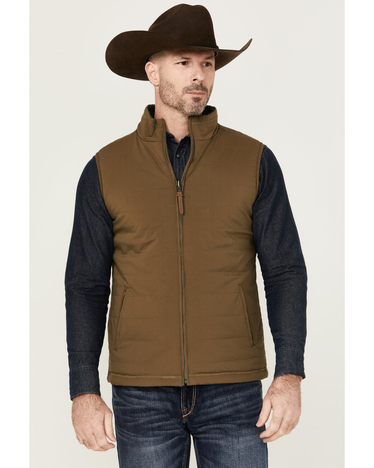 Image #1 - Dakota Grizzly Men's Bennett Reversible Fleece Lined Western Vest, Lt Brown, hi-res