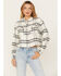 Image #1 - Cleo + Wolf Women's Cropped Plaid Print Flannel Shirt, Cream, hi-res