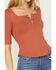 Image #3 - Idyllwind Women's Lucy Square Neck Henley Shirt, Pecan, hi-res