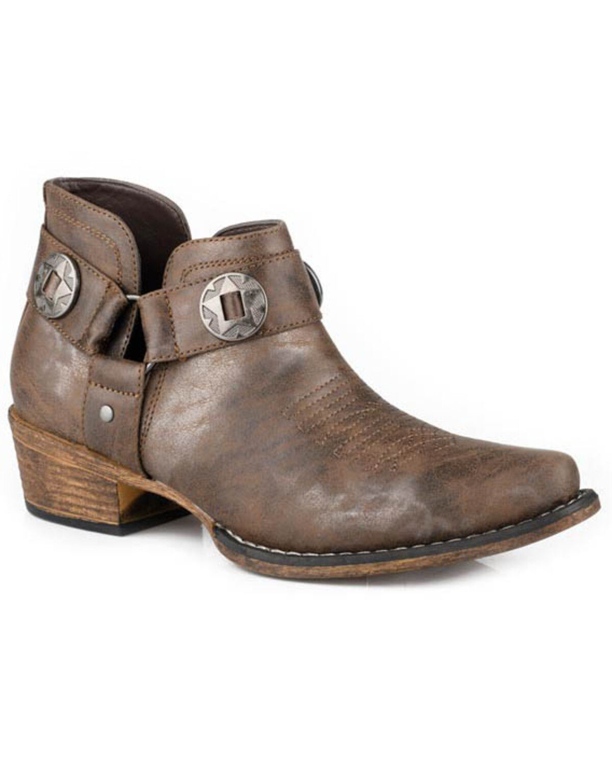 Image #1 - Roper Women's Ava Harness Western Booties - Snip Toe, Brown, hi-res