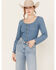 Image #1 - Levi's Women's Daryn Corset Long Sleeve Denim Shirt, Blue, hi-res