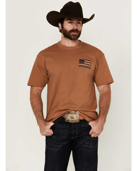 Howitzer Men's Freedom Defend Short Sleeve Graphic T-Shirt , Tan, hi-res