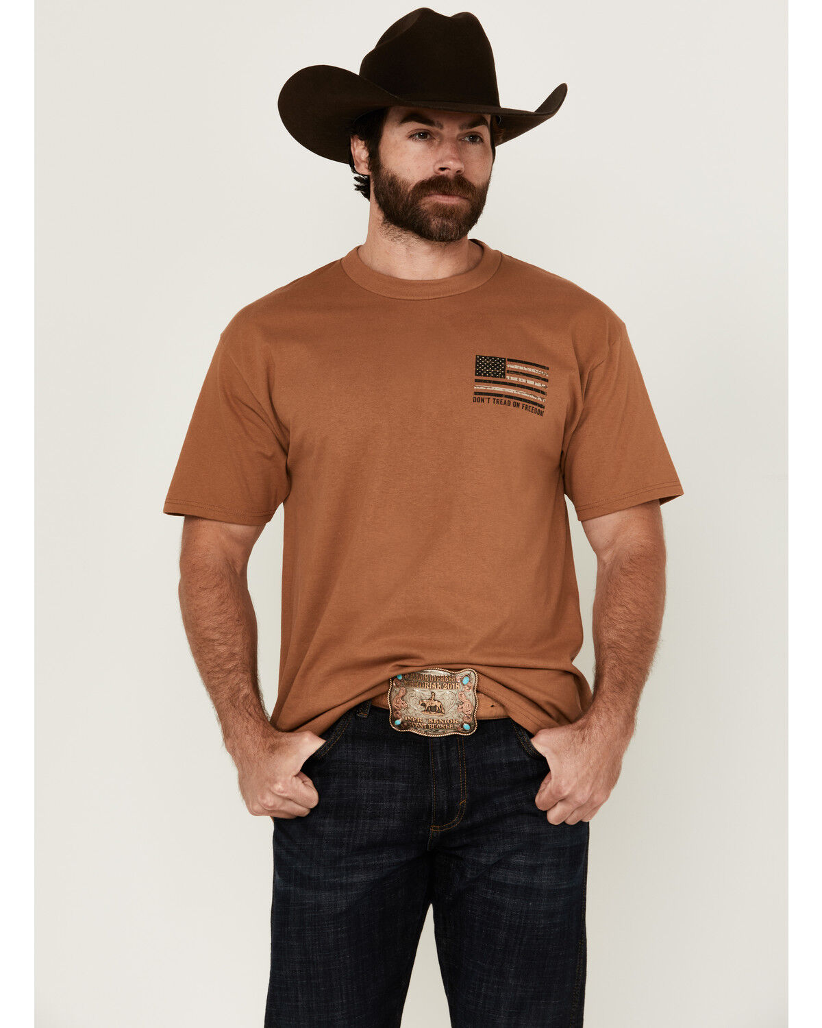 Image #1 - Howitzer Men's Freedom Defend Short Sleeve Graphic T-Shirt, Tan, hi-res