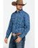 Rock 47 By Wrangler Men's Indigo Denim Floral Print Long Sleeve Western Shirt , Blue, hi-res