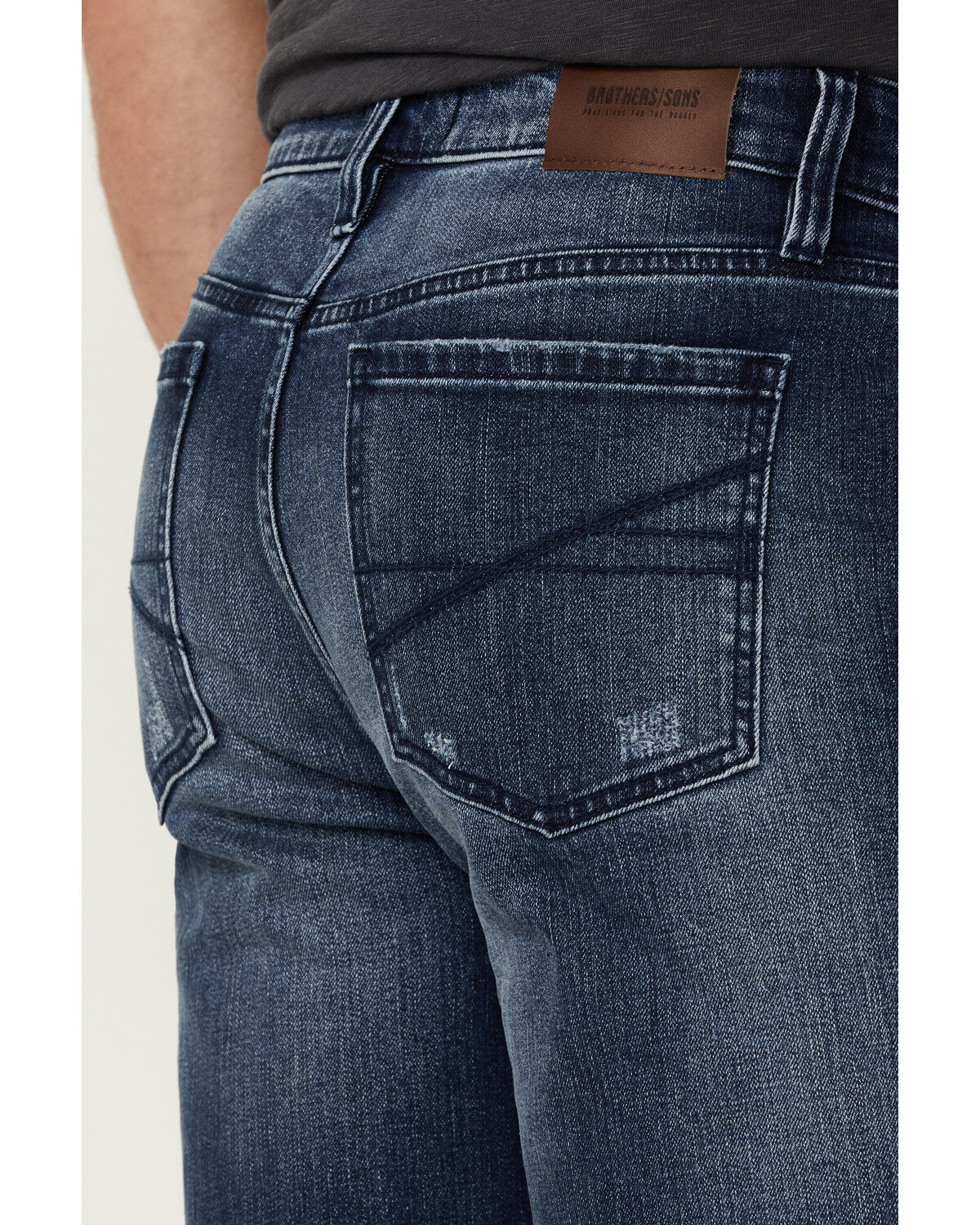 Image #4 - Brothers and Sons Men's Wilderness Distressed Stretch Regular Straight Jeans, Dark Medium Wash, hi-res