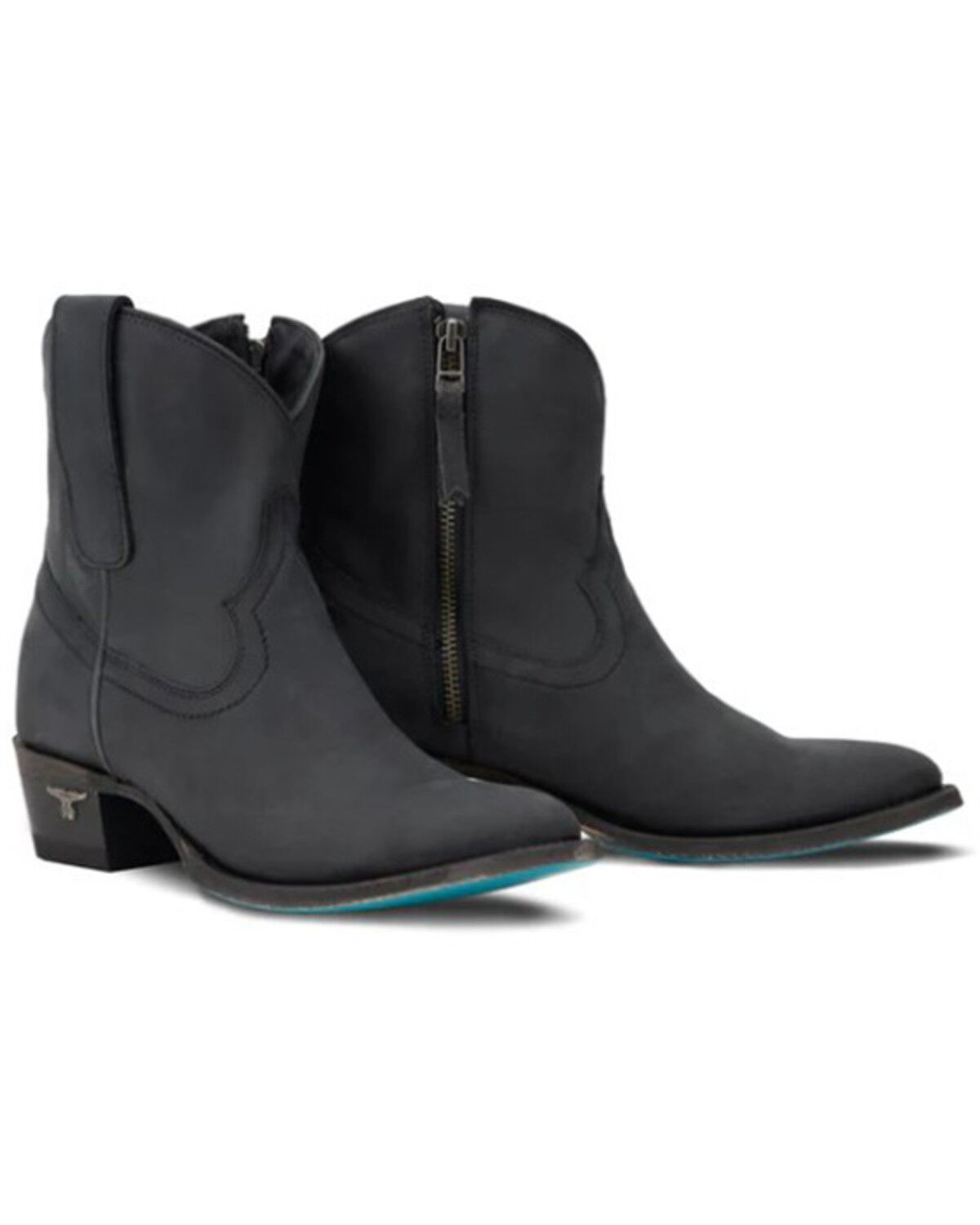 Image #1 - Lane Women's Plain Jane Western Booties - Round Toe, Black, hi-res