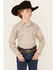 Image #1 - Rock & Roll Denim Boys Geo Print Long Sleeve Pearl Stretch Snap Western Shirt, Cream, hi-res