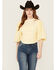 Image #1 - Beyond The Radar Women's Puff Sleeve Ruched Shirt, Yellow, hi-res