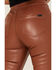 Image #3 - Rock & Roll Denim Women's Pleather High Rise Flare Jeans, Rust Copper, hi-res