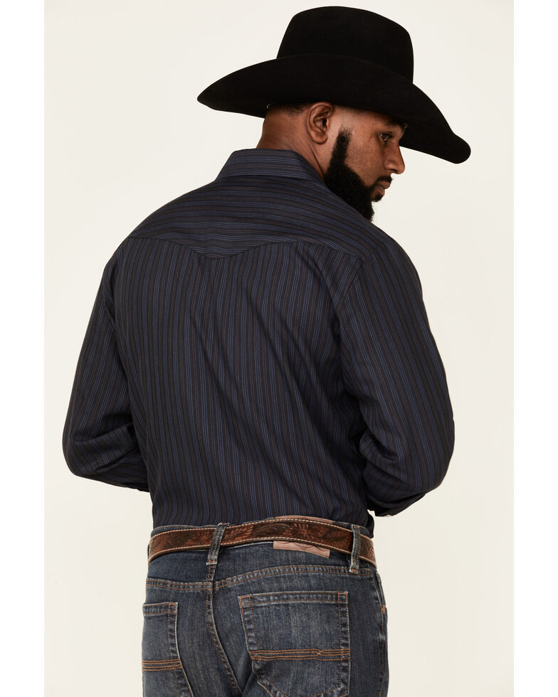 Roper Men's Navy Stripe Long Sleeve Snap Western Shirt , Navy, hi-res