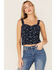 Image #1 - Idyllwind Women's Pineview Corset Star Print Tank Top, Navy, hi-res