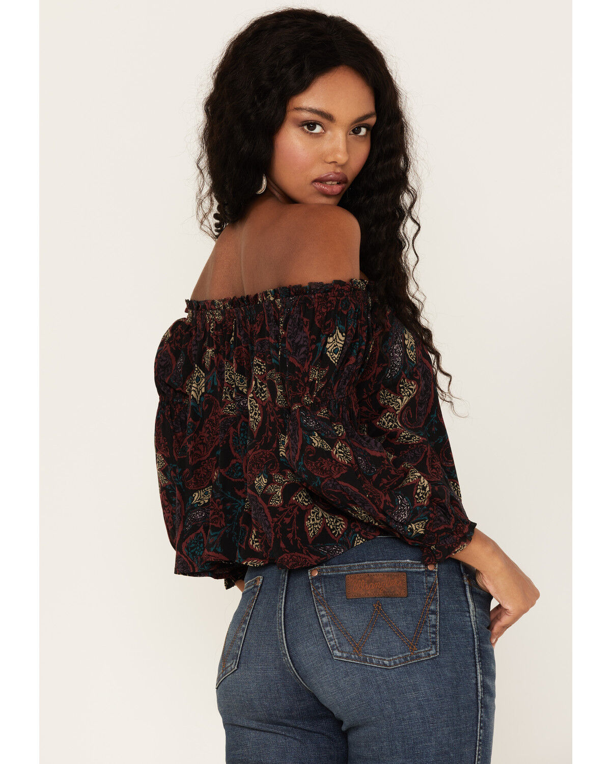 Image #4 - Shyanne Women's Paisley Print Off-Shoulder Top, Black, hi-res