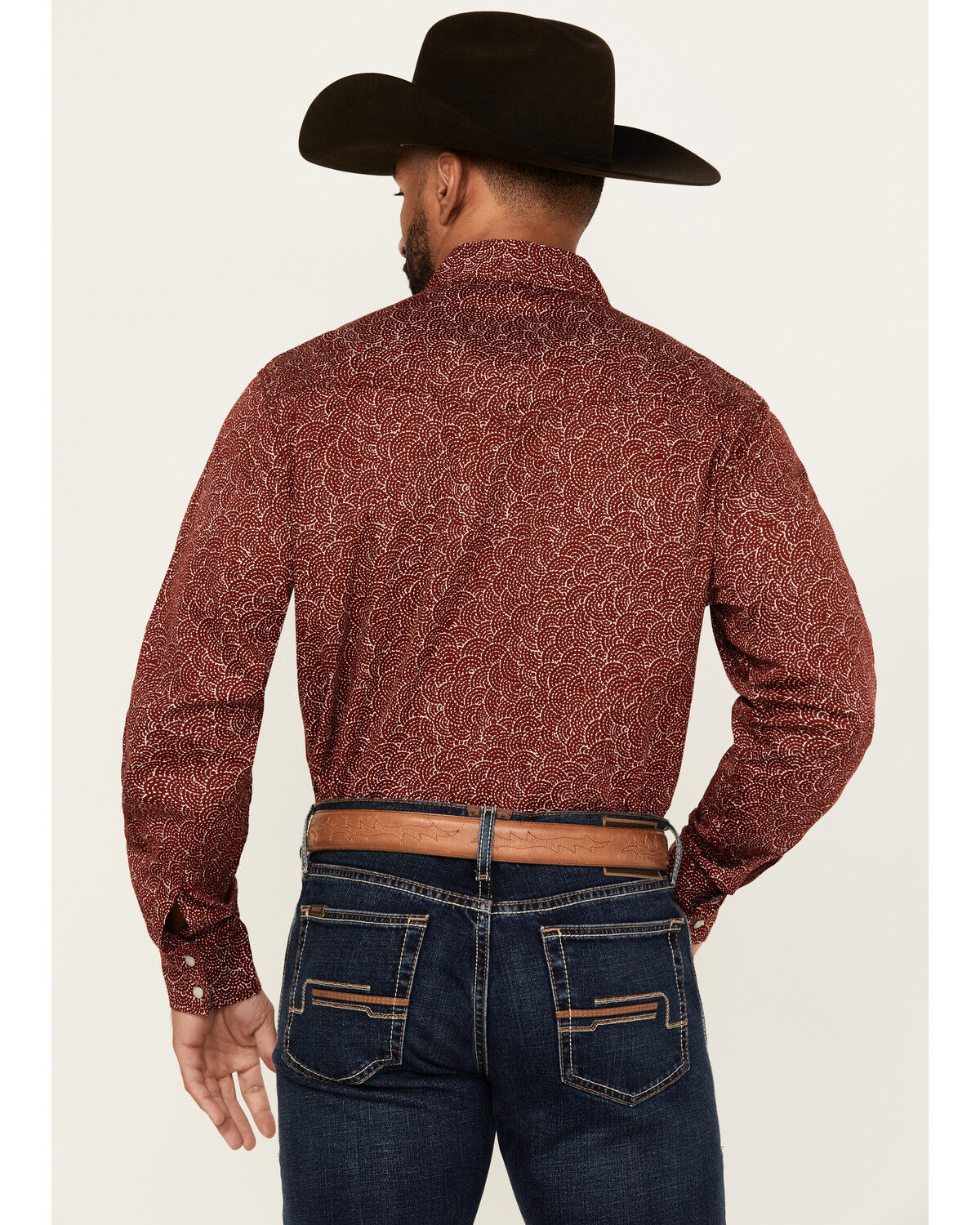 Image #4 - Wrangler Retro Men's Printed Long Sleeve Snap Western Shirt - Tall, Red, hi-res