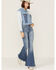 Image #4 - Driftwood Women's Colorblock Cropped Denim Jean Jacket, Blue, hi-res