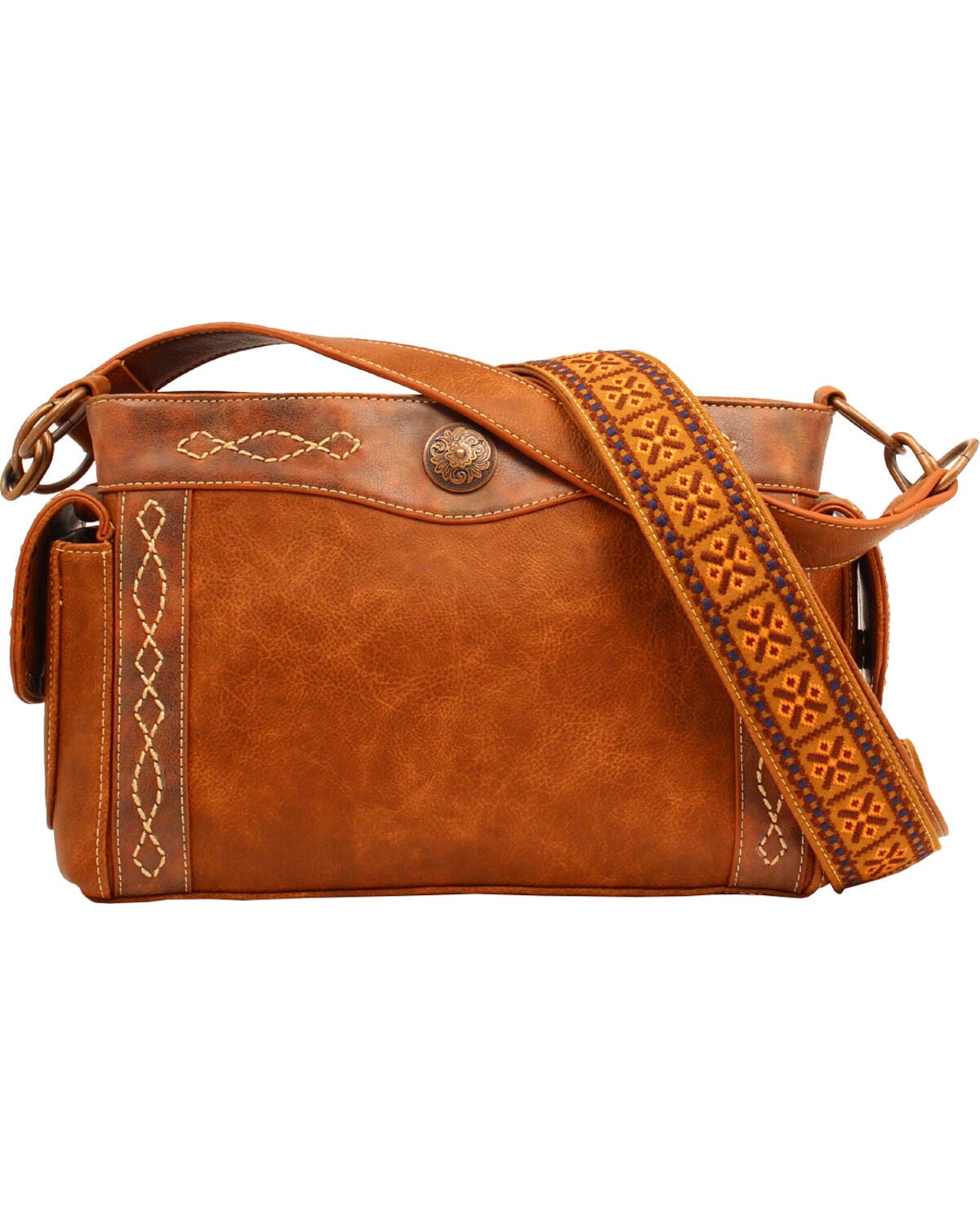 Blazin Roxx Women's Ivy Concho Concealed Carry Satchel, Tan, hi-res