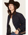 Image #2 - Rock & Roll Denim Women's Dark Wash Bomber Jacket, Dark Wash, hi-res