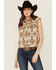 Image #1 - Hooey Women's Southwestern Print Sherpa Lined Vest, Tan, hi-res