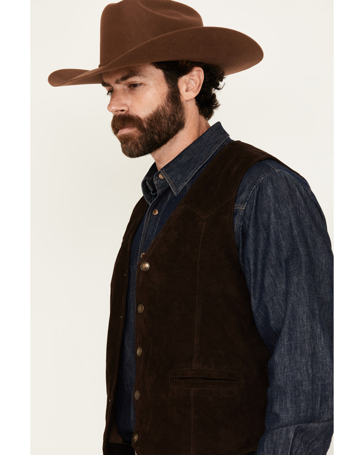 Image #2 - Cody James Men's Angus 2.0 Suede Snap Vest, Brown, hi-res