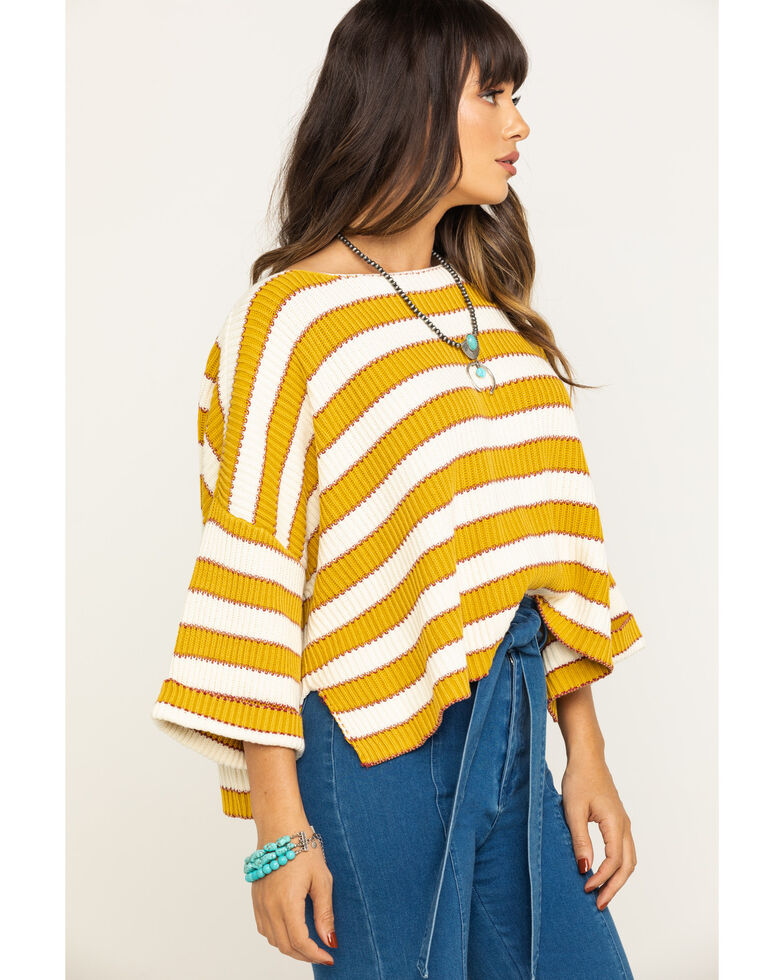By Together Women's Striped Sweater , Gold, hi-res