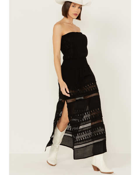 Revel Women's Strapless Midi Dress, Black, hi-res