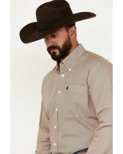 Image #2 - Cinch Men's Geo Print Long Sleeve Button-Down Western Shirt, Yellow, hi-res