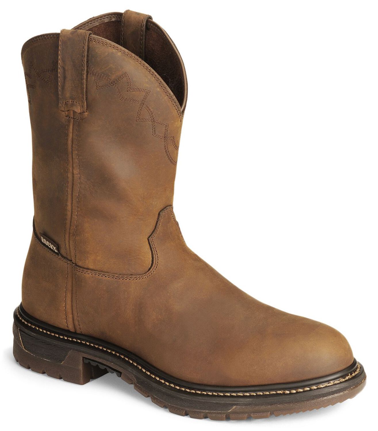 Image #1 - Rocky Men's 10" Original Ride Roper Western Work Boots, Tan, hi-res
