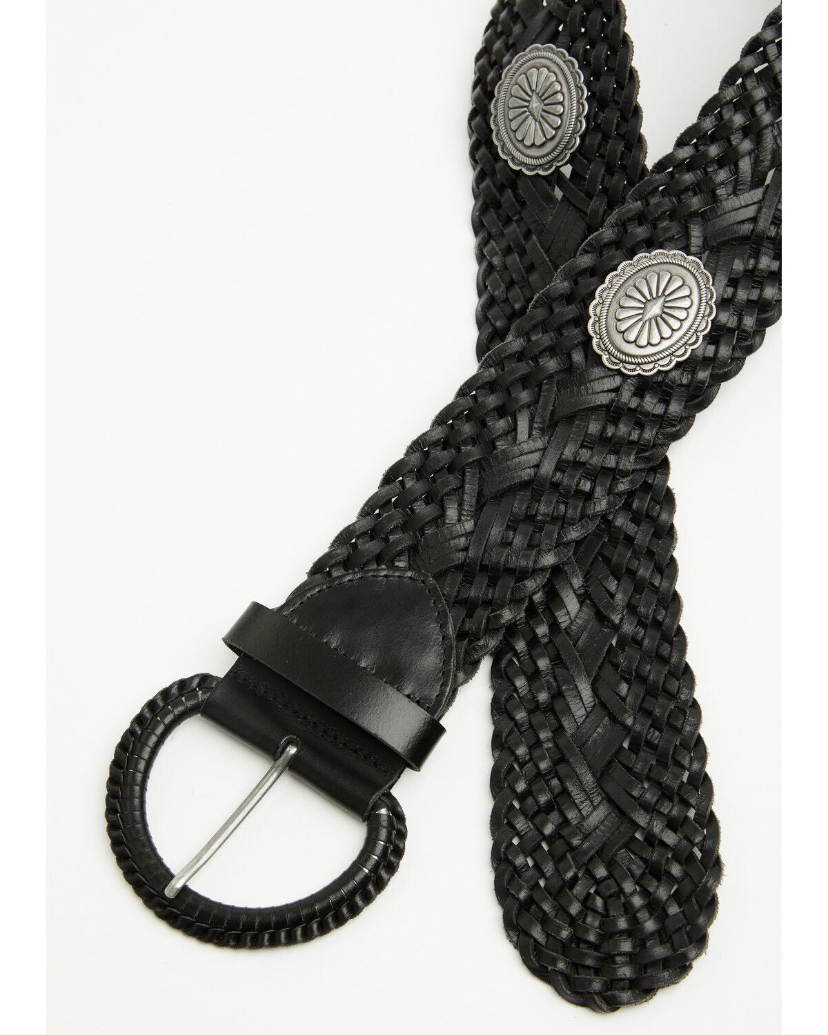 Image #2 - Shyanne Women's Wide Braided Concho Belt, Black, hi-res