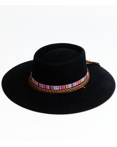 Shyanne Women's Black Mirandita Wool Felt Western Hat , Black, hi-res