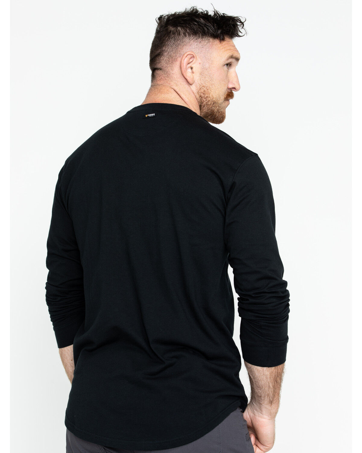 Image #2 - Hawx Men's Logo Crew Long Sleeve Work T-Shirt - Tall, Black, hi-res