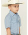 Image #2 - Ely Walker Boys' Solid Short Sleeve Pearl Snap Western Shirt, Blue, hi-res
