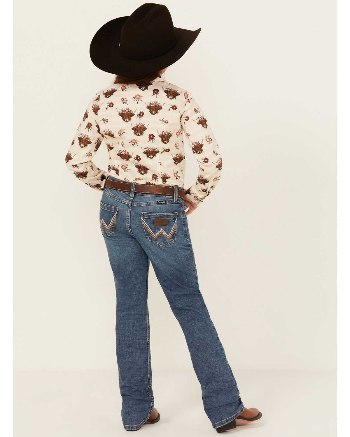 Image #3 - Wrangler Girls' Hanna Dark Wash Bootcut Stretch Denim Jeans, Dark Wash, hi-res