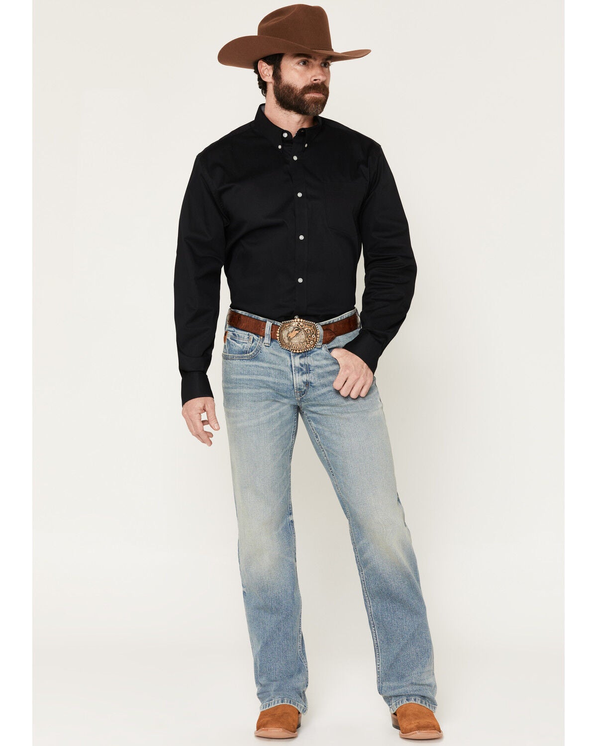 Image #1 - Moonshine Spirit&reg; Men's Maverick Medium Wash Slim Bootcut Stretch Denim Jeans, Medium Wash, hi-res