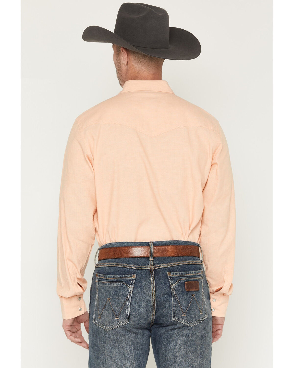 Image #4 - Wrangler X Cody Johnson Men's Solid Long Sleeve Pearl Snap Western Shirt, Orange, hi-res
