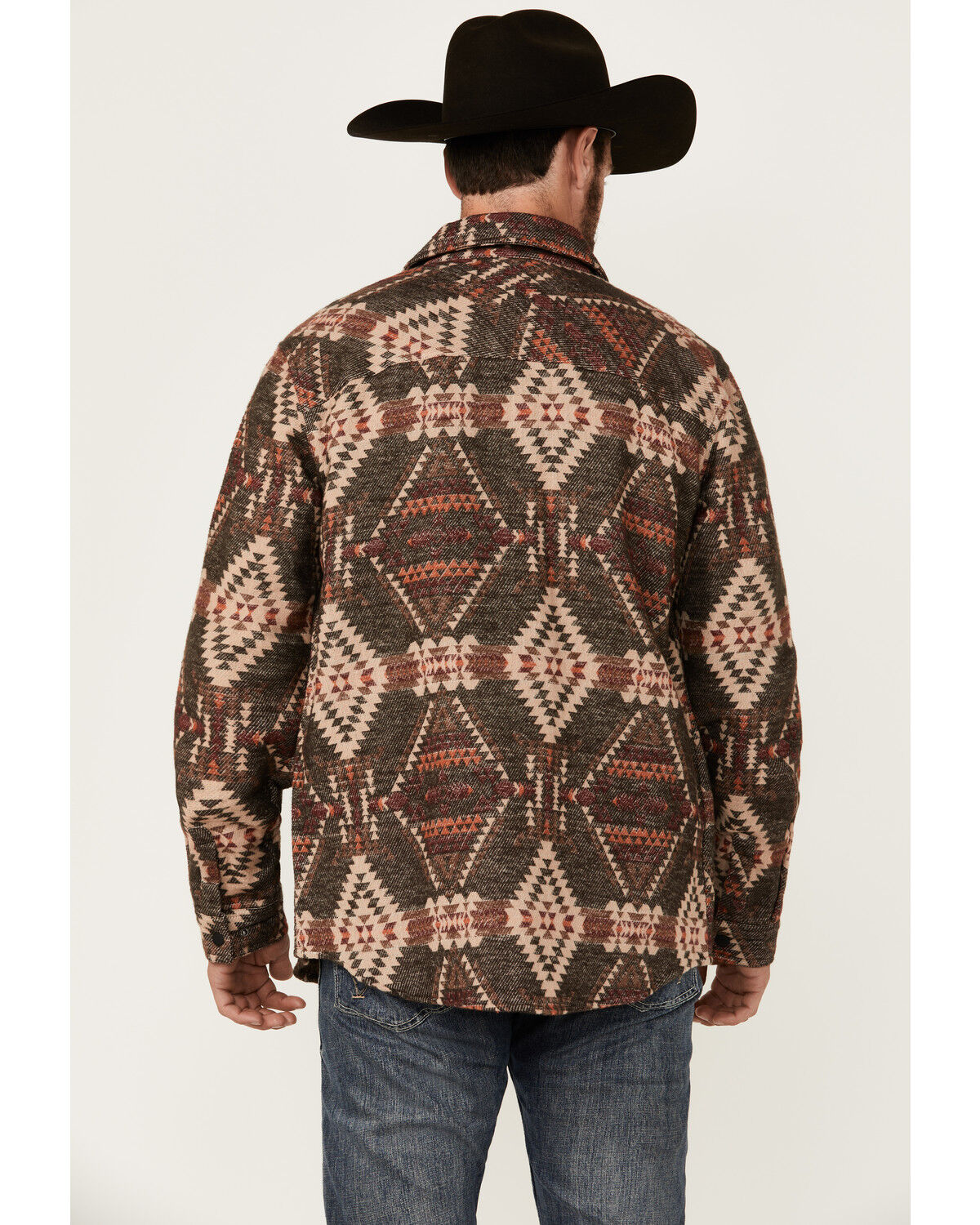 Image #4 - Rock & Roll Denim Men's Southwestern Print Snap Shacket, Dark Brown, hi-res