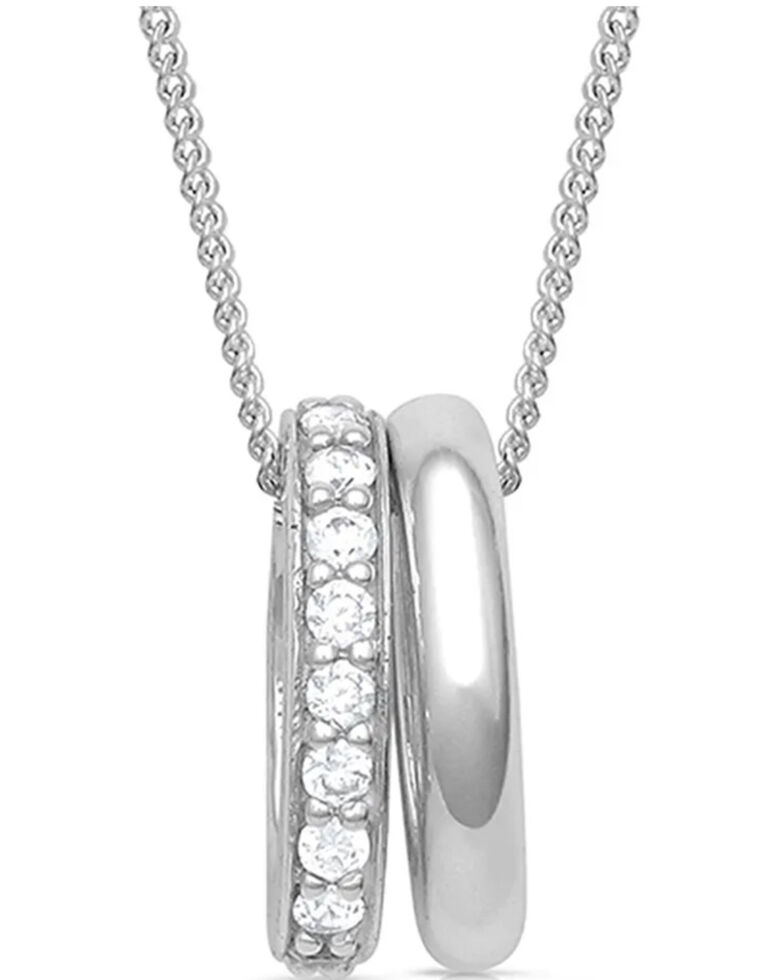 Montana Silversmiths Women's Duo Ring Sparkle Necklace, Silver, hi-res