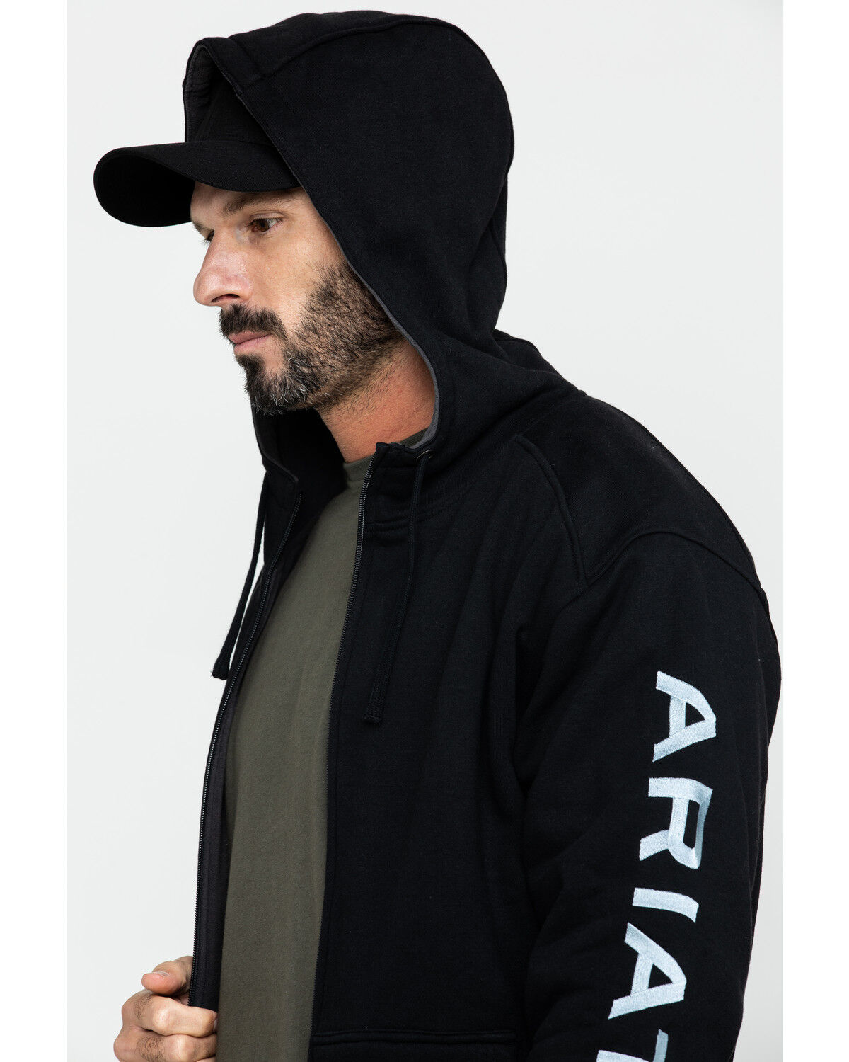 Image #5 - Ariat Men's Rebar All-Weather Full Zip Work Hoodie, Black, hi-res