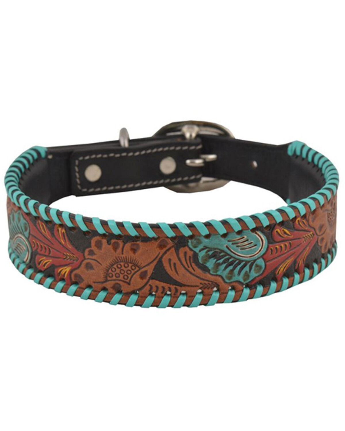 Image #2 - Myra Full Bloom Tooled Leather Dog Collar, , hi-res