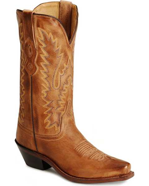 Old West Women's Distressed Leather Cowgirl Boots - Snip Toe, Tan, hi-res