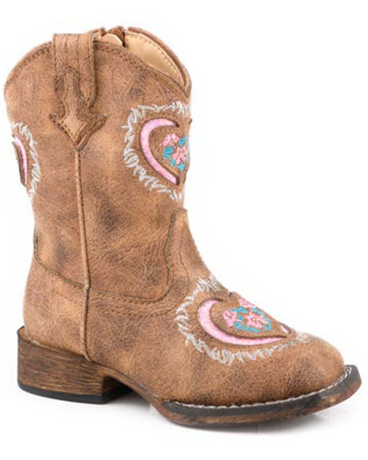 Image #1 - Roper Toddler Girls' Lydia Western Boots - Broad Square Toe, Tan, hi-res