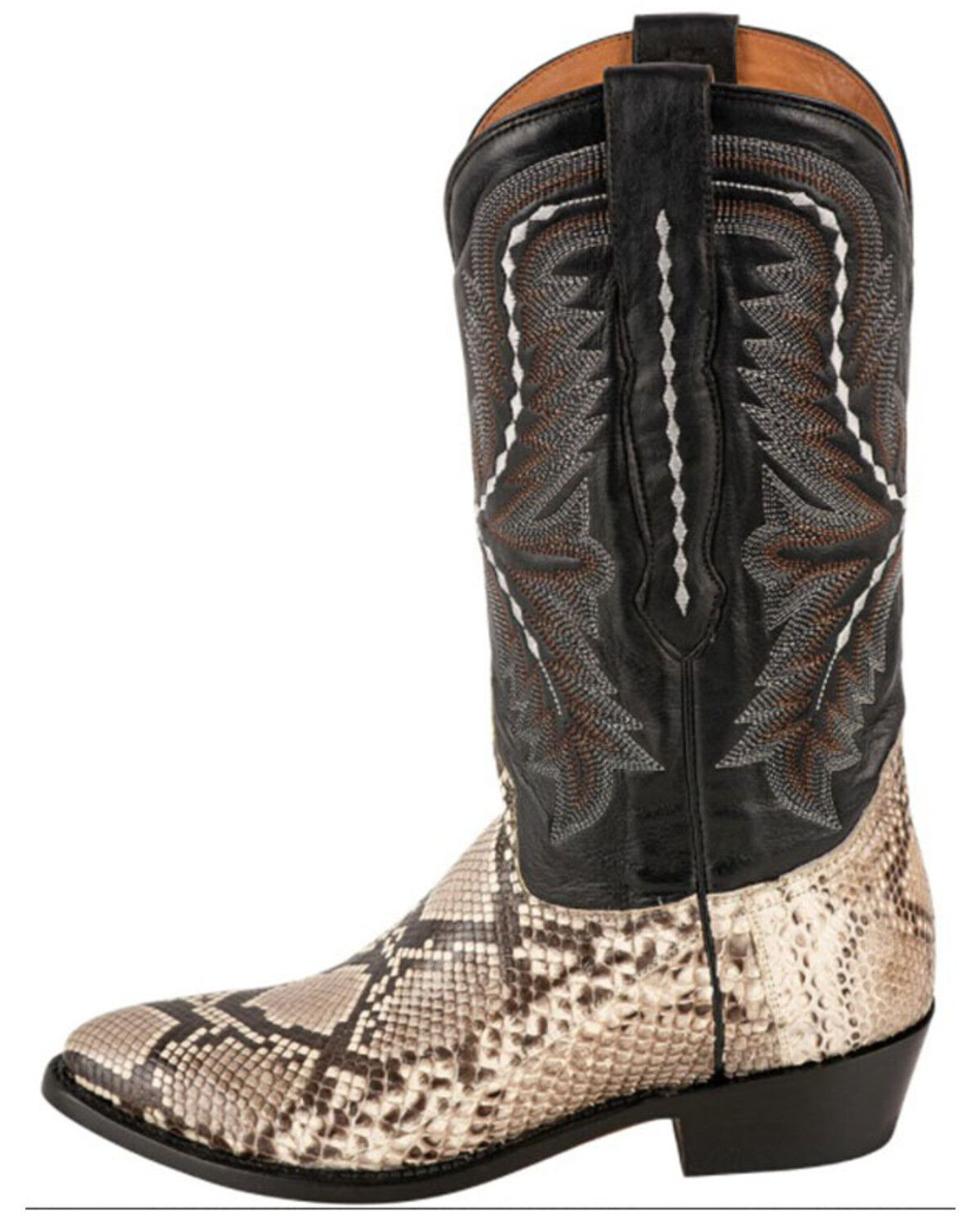 Image #3 - Lucchese Women's Stella Exotic Python Western Boots - Round Toe, Black/white, hi-res
