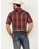 Image #4 - Ely Walker Men's Plaid Print Short Sleeve Pearl Snap Western Shirt , Red, hi-res