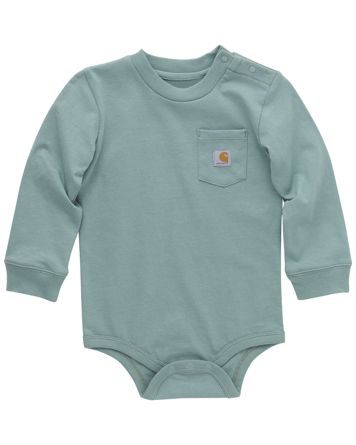 Image #1 - Carhartt Infant Boys' Solid Pocket Long Sleeve Onesie, Green, hi-res