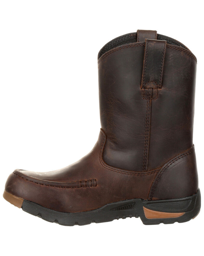 Georgia Boot Girls' Athens Pull-On Boots - Moc Toe, Brown, hi-res