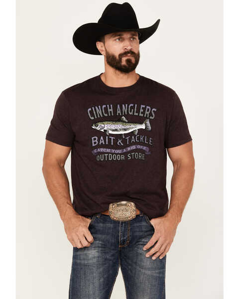 Cinch Men's Anglers Bait & Tackle Short Sleeve Graphic T-Shirt, Purple, hi-res