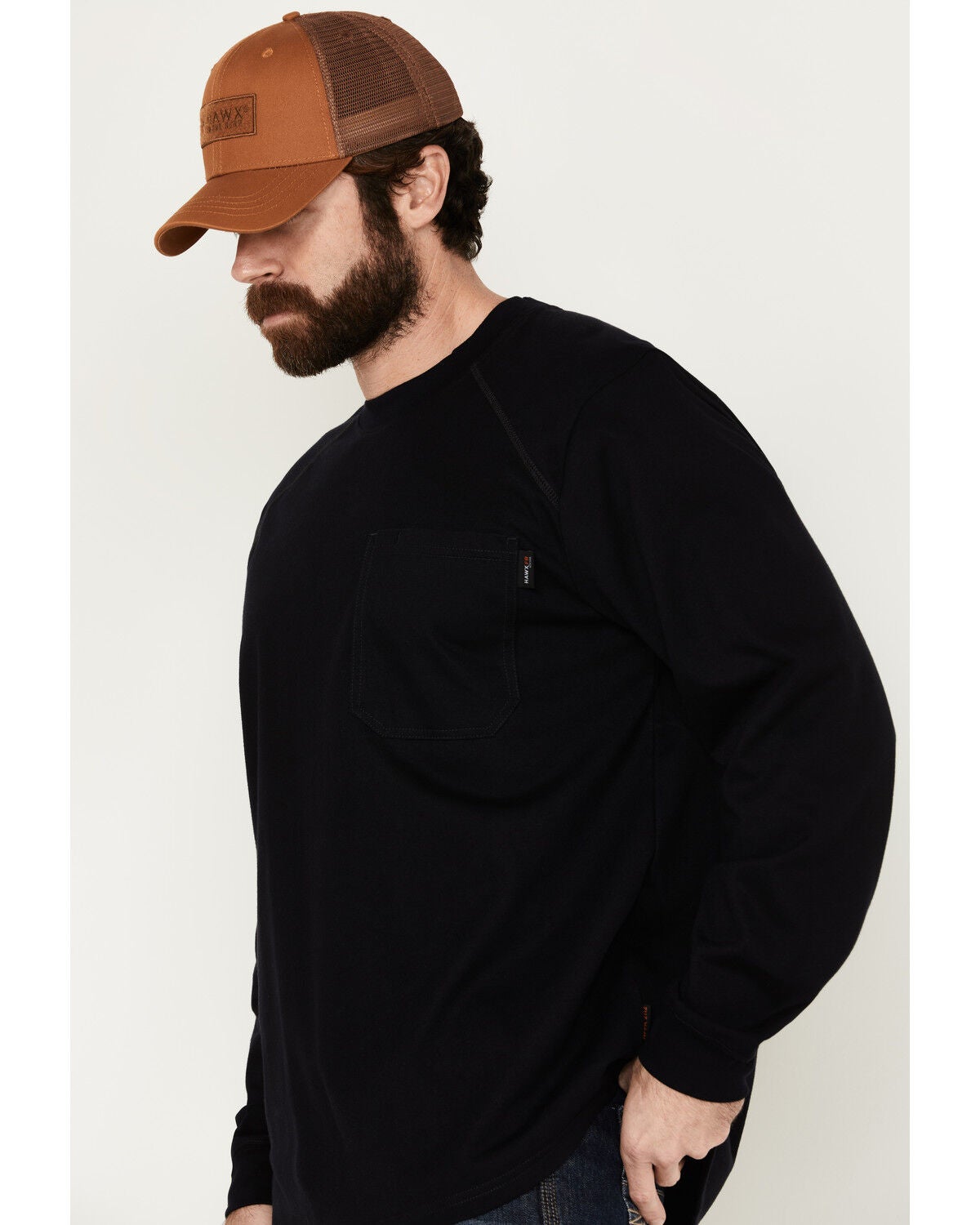 Image #2 - Hawx Men's FR Long Sleeve Pocket T-Shirt, Navy, hi-res